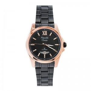 Alexandre Christie AC 8659 Rosegold Black Lady Steel LDBBRBA